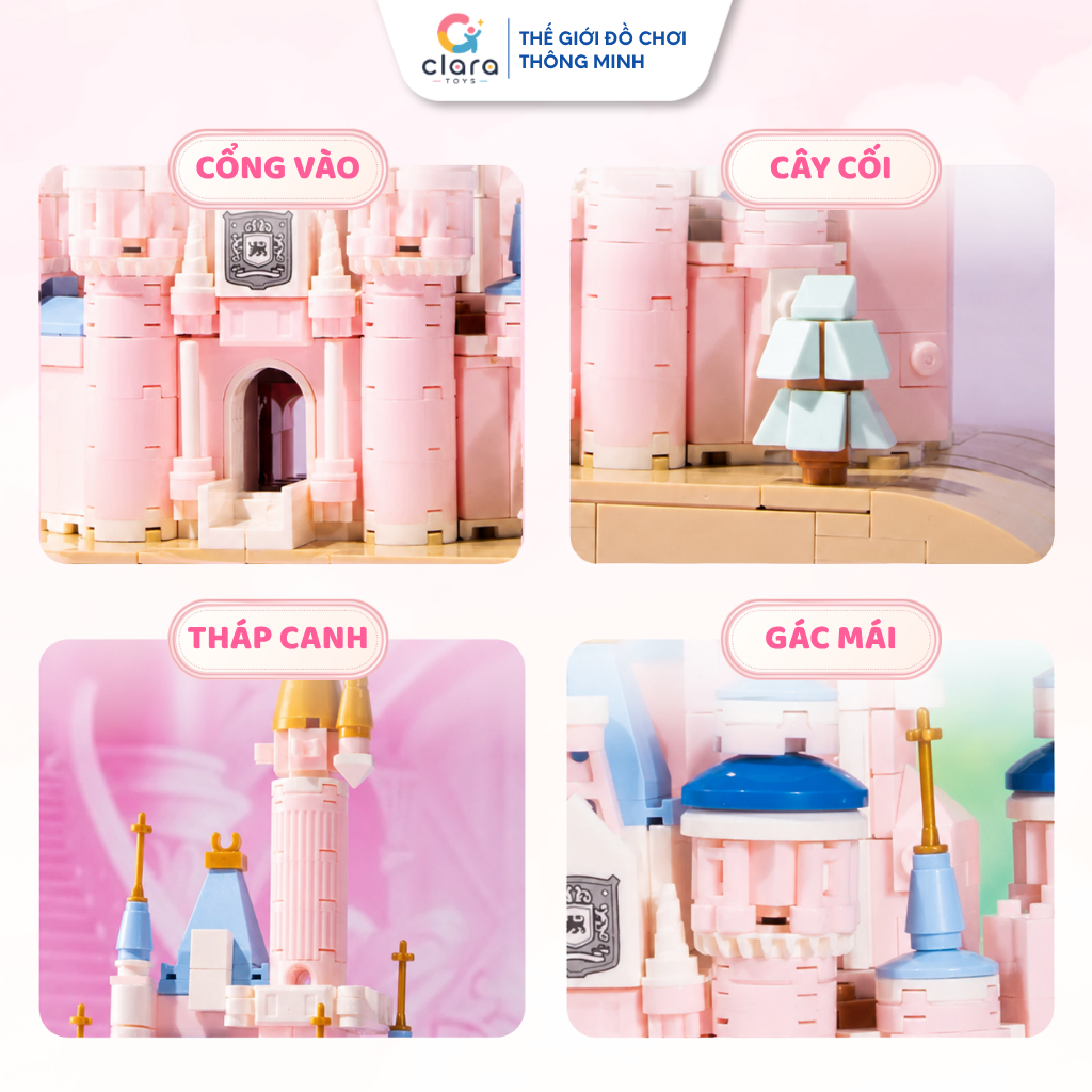 Đồ Chơi Lắp Ghép Mô Hình Lâu Đài Hồng 13011 768PCS Mô Hình Lắp Ghép LEGO 3D Lâu Đài Công Chúa STEM