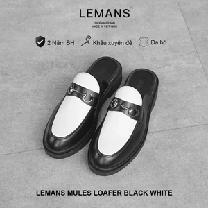 The Diamond Mules Loafer LEMANS - Black White - Giày sục da bò - Bảo hành 24 tháng