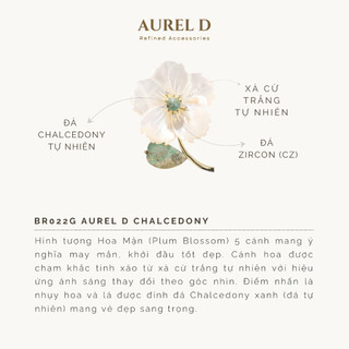 Trâm Cài Áo Aurel D Hoa Mận Xà Cừ Tự Nhiên Đính Đá Chalcedony Thanh Lịch
