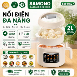 Nồi Điện Đa Năng Menu 10 Món, Dung Tích 2L Màu Kem SAMONO SW-DG07- BH 1 năm