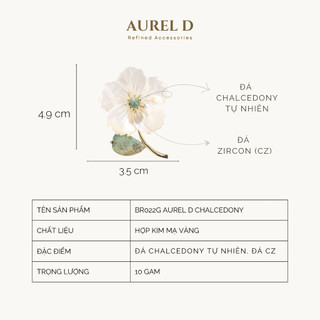 Trâm Cài Áo Aurel D Hoa Mận Xà Cừ Tự Nhiên Đính Đá Chalcedony Thanh Lịch