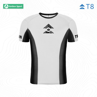 Áo Chạy Bộ Ngắn Tay Nam Nữ T8 Iced Tee Màu Trắng Logo Nón Lá - Antien Sport