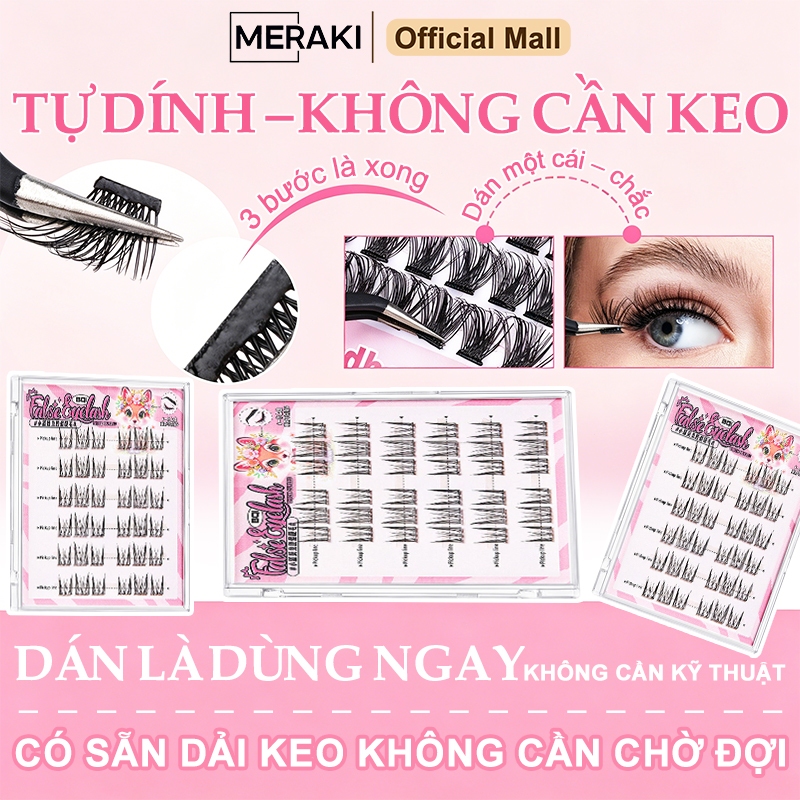 Mi Giả Không Cần Keo BQI, Mi Cụm, Mềm Mại Tự Nhiên, Tiện Lợi, Có Thể Tái Sử Dụng, Dung Tích Lớn, 36 Cụm 10-13mm
