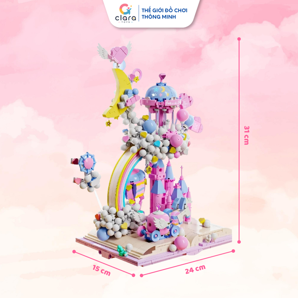 Mô Hình Lắp Ghép Lâu Đài Bong Bóng 13064 1388PCS Mô Hình Lắp Ghép LEGO 3D Lâu Đài Công Chúa STEM