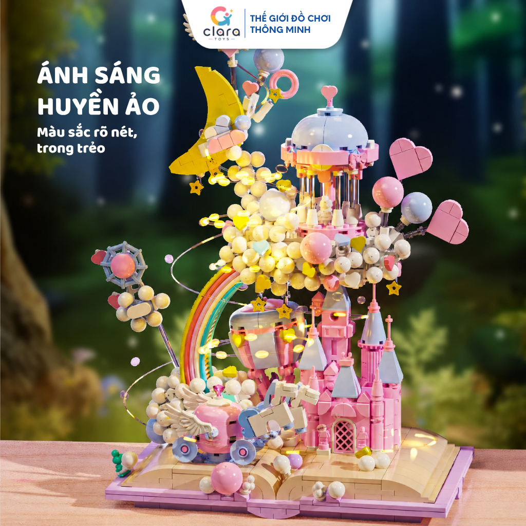 Mô Hình Lắp Ghép Lâu Đài Bong Bóng 13064 1388PCS Mô Hình Lắp Ghép LEGO 3D Lâu Đài Công Chúa STEM