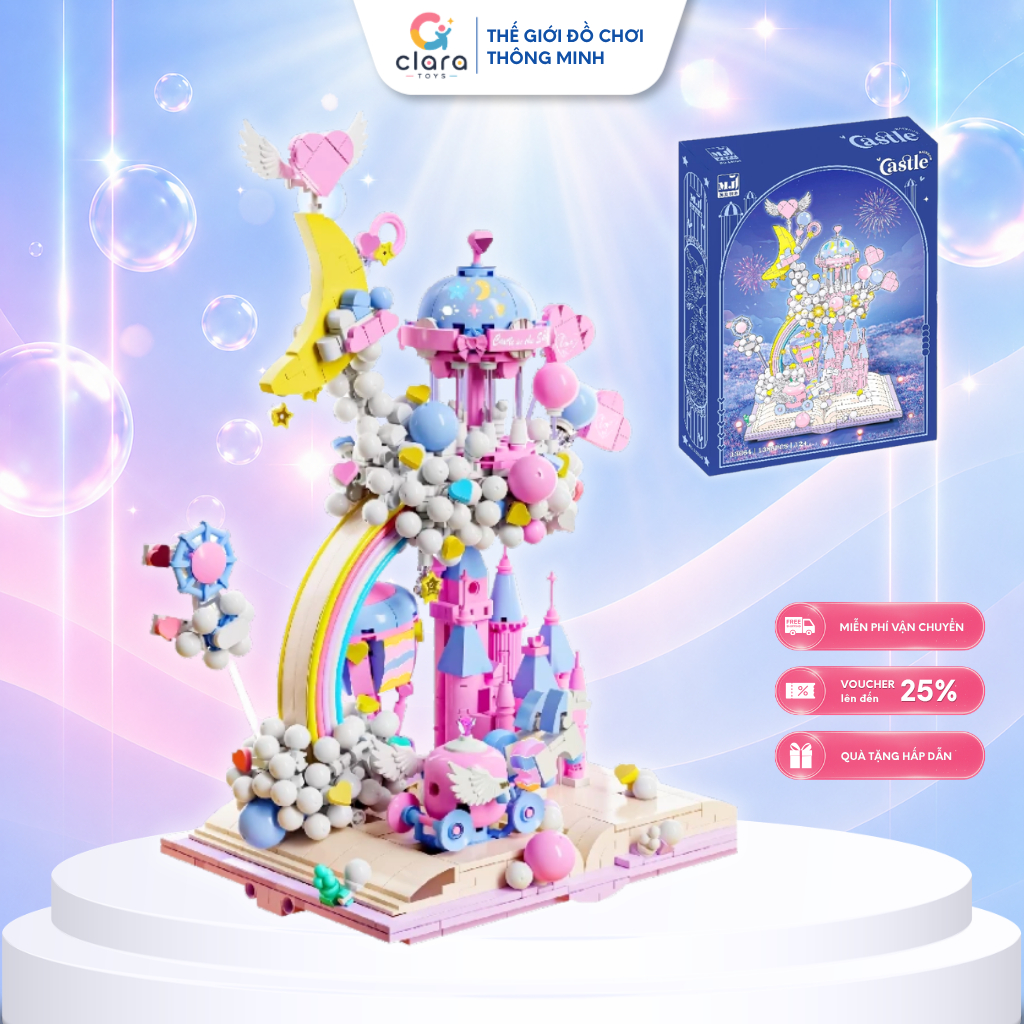 Mô Hình Lắp Ghép Lâu Đài Bong Bóng 13064 1388PCS Mô Hình Lắp Ghép LEGO 3D Lâu Đài Công Chúa STEM