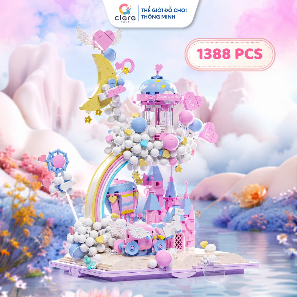 Mô Hình Lắp Ghép Lâu Đài Bong Bóng 13064 1388PCS Mô Hình Lắp Ghép LEGO 3D Lâu Đài Công Chúa STEM