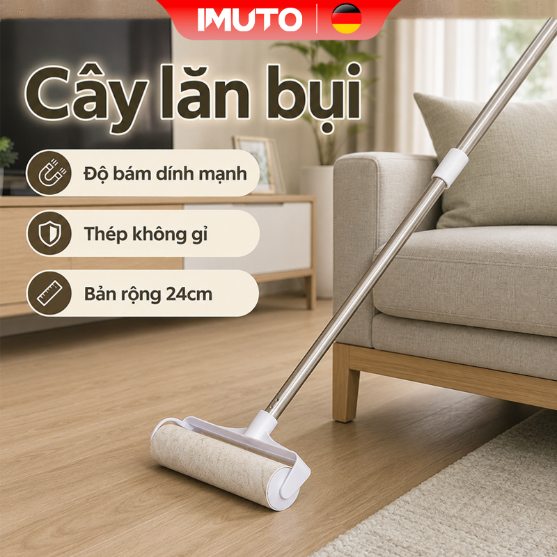 IMUTO Cây Lăn Bụi 24cm Vật liệu thép không gỉ Loại bỏ bụi và làm sạch lông tóc