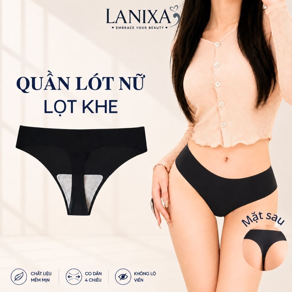 Quần lót nữ lọt khe su trơn trong suốt mềm mịn mỏng nhẹ viền ép đáy cotton kháng khuẩn khử mùi LANIXA L617