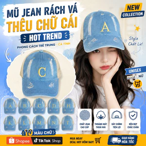NÓN KẾT JEAN VÁ LƯỚI CHỮ CÁI PHONG CÁCH BASIC NAM NỮ