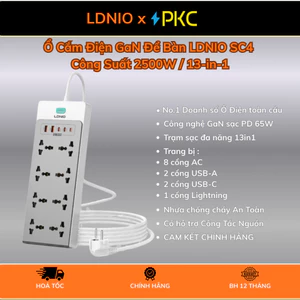 Ổ Cắm Điện GaN Để Bàn LDNIO SC4 Công Suất 2500W - 13-in-1