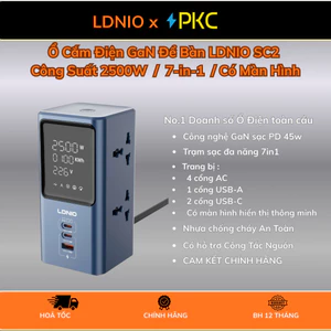Ổ Cắm Điện LDNIO SC2 Công Suất 2500W – Sạc Nhanh PD 45W & Đèn LED Tiện Lợi