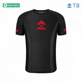 Áo Chạy Bộ Ngắn Tay Nam Nữ T8 Iced Tee Màu Đen logo Đỏ - Thoáng Mát- Siêu Nhẹ - Hàng Chính Hãng