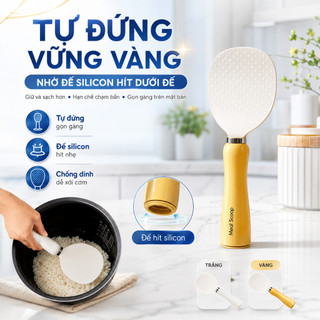 Vá Xới Cơm Chống Dính Từ Tính, Muỗng Múc Cơm Có Đế Hít Gắn Nồi Cơm Tiện Lợi