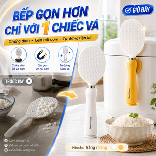 Vá Xới Cơm Chống Dính Từ Tính, Muỗng Múc Cơm Có Đế Hít Gắn Nồi Cơm Tiện Lợi