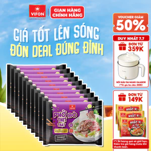 Set 10 Gói Phở VIFON Thịt Thật 90g (Vị Bò / Gà) Có Gói Thịt Nguyên Chất 24g Cao Cấp