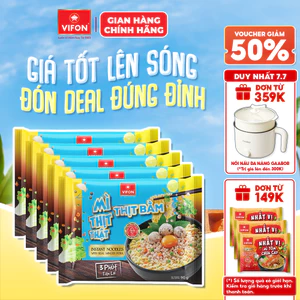 Set 5 Gói Mì Thịt Thật Thịt Bằm/Bò Cay/Riêu Cua VIFON - Thơm Ngon, 90g/Gói