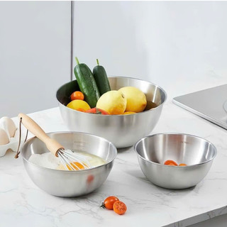 Set 3 Bát Trộn Bột,Thau Trộn Salad,Ướp Thịt,Tô Đựng Cơm Canh Inox Cao Cấp Có Vạch Chia Dung Tích