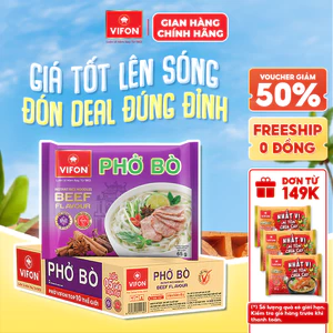 Thùng 30 Gói Phở Vifon 65g Ăn Liền Vị Bò/Gà/Chay Sợi Dai Nước Dùng Đậm Đà