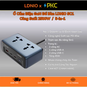 Ổ Cắm Điện LDNIO SC1 Công Suất 2500W – Sạc Nhanh PD 45W & Đèn LED Tiện Lợi