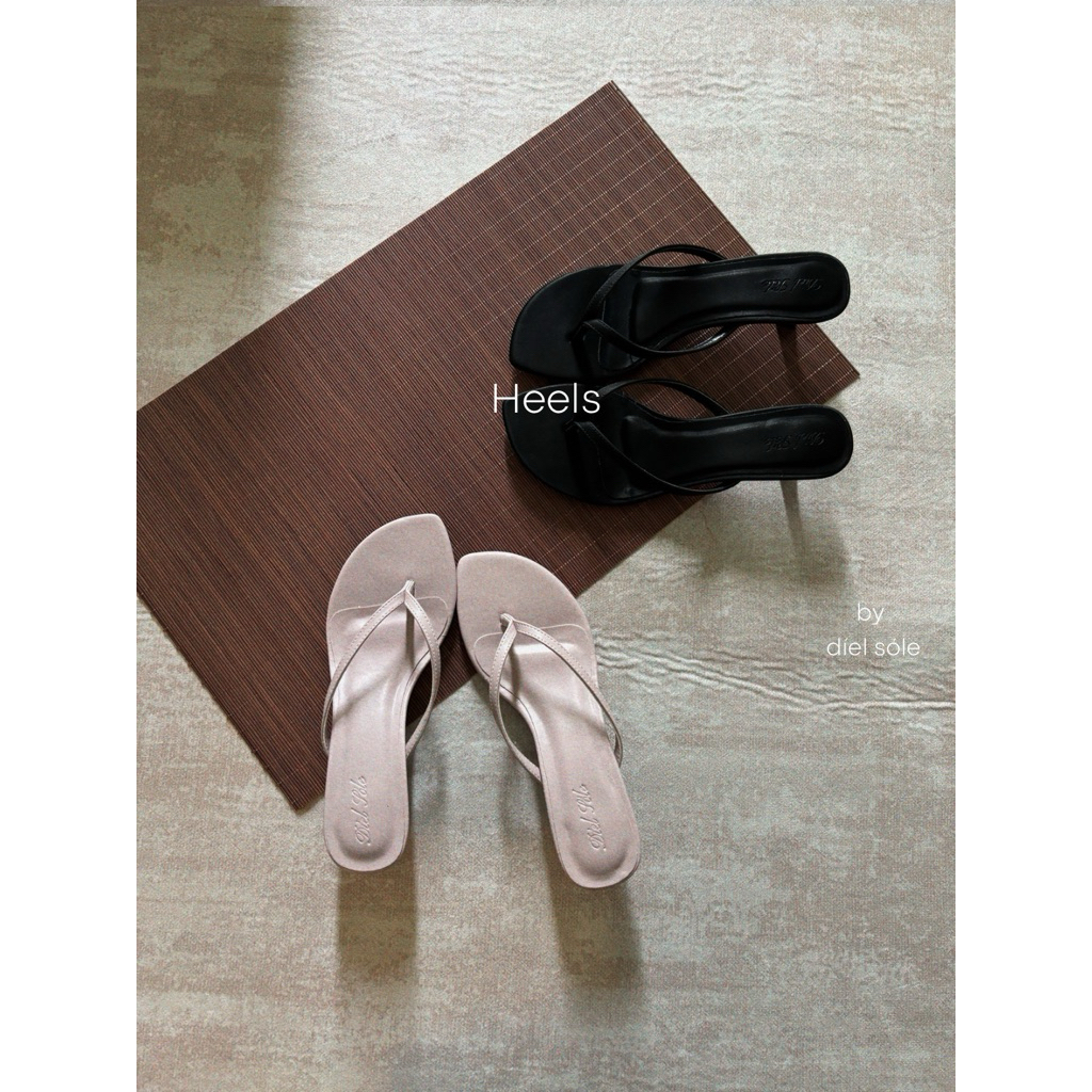 Heels Shoe by díelsóle - Guốc Xỏ Ngón Cao Gót Nữ Chất Liệu Satin Mềm Dáng Mũi Xoài Gót 3cm