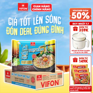 Thùng 24 Gói Mì Thịt Thật VIFON 90g (Vị Bò Cay / Thịt Bằm / Riêu Cua)