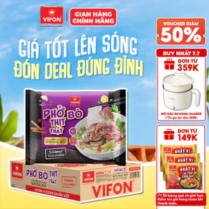 Thùng 20 Gói Phở Thịt Thật VIFON 90g (Vị Bò / Gà) Có Gói Thịt Nguyên Chất 24g Cao Cấp