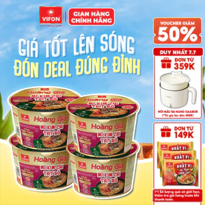 Set 4 Tô Hoàng Gia Mì Kim Chi Thịt Bò/ Thịt Bằm VIFON 130g - Có Thịt Thật, Tiện Lợi, Đủ Chất