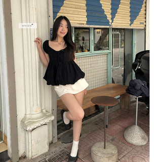 𝐎𝐜𝐞𝐚𝐧 𝐓𝐨𝐩 - Áo babydoll nữ, áo kiểu nữ thiết kế lưng bo chun dáng bí ngắn tay nhien.official NAS00057
