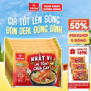 Set 5 Gói Mì Nhất Vị Tôm Chua Cay/Trộn Gà Phô Mai Cay VIFON - 80g/Gói