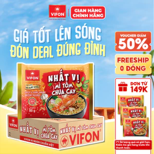 Thùng 30 Gói Mì Nhất Vị VIFON 80g Chuẩn Xuất Khẩu Châu Âu (Tôm Chua Cay / Gà Phô Mai)