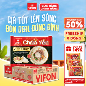 Thùng 30 gói Cháo Yến VIFON vị thịt bằm/ vị thịt gà 50gr/gói