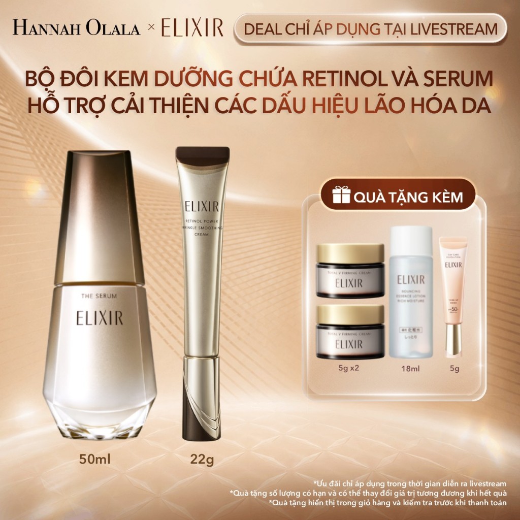 (Hannah x ELIXIR) COMBO TRẺ HÓA DA VÀ BẬT NẢY 11 LOẠI NẾP NHĂN SÂU