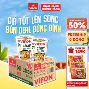 Thùng 24 Ly Mì Chay Lẩu Thái VIFON 67gr/ Ly thanh vị thơm ngon tiện dụng