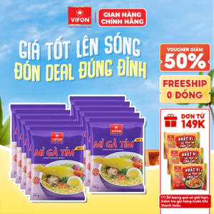 Set 10 Gói Mì Gà Tím/Mì Hai Tôm VIFON - Hương Vị Đậm Đà Truyền Thống 75g