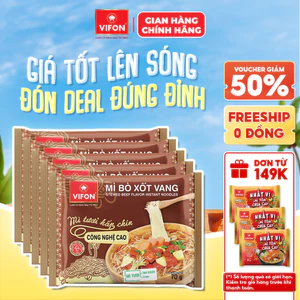 Set 5/ Set 10 gói Mì Tươi Bò Xốt Vang/ Thịt Bằm / Tôm Chua Cay VIFON 70gr/Gói - Dai ngon đậm vị