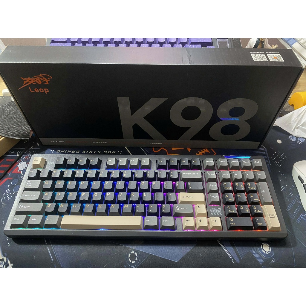 Bàn phím cơ không dây LINGBAO K98 - Mạch xuôi - LED RGB 3 chế độ kết nối pin 5000mAh- 10000mAh | BigBuy360 - bigbuy360.vn