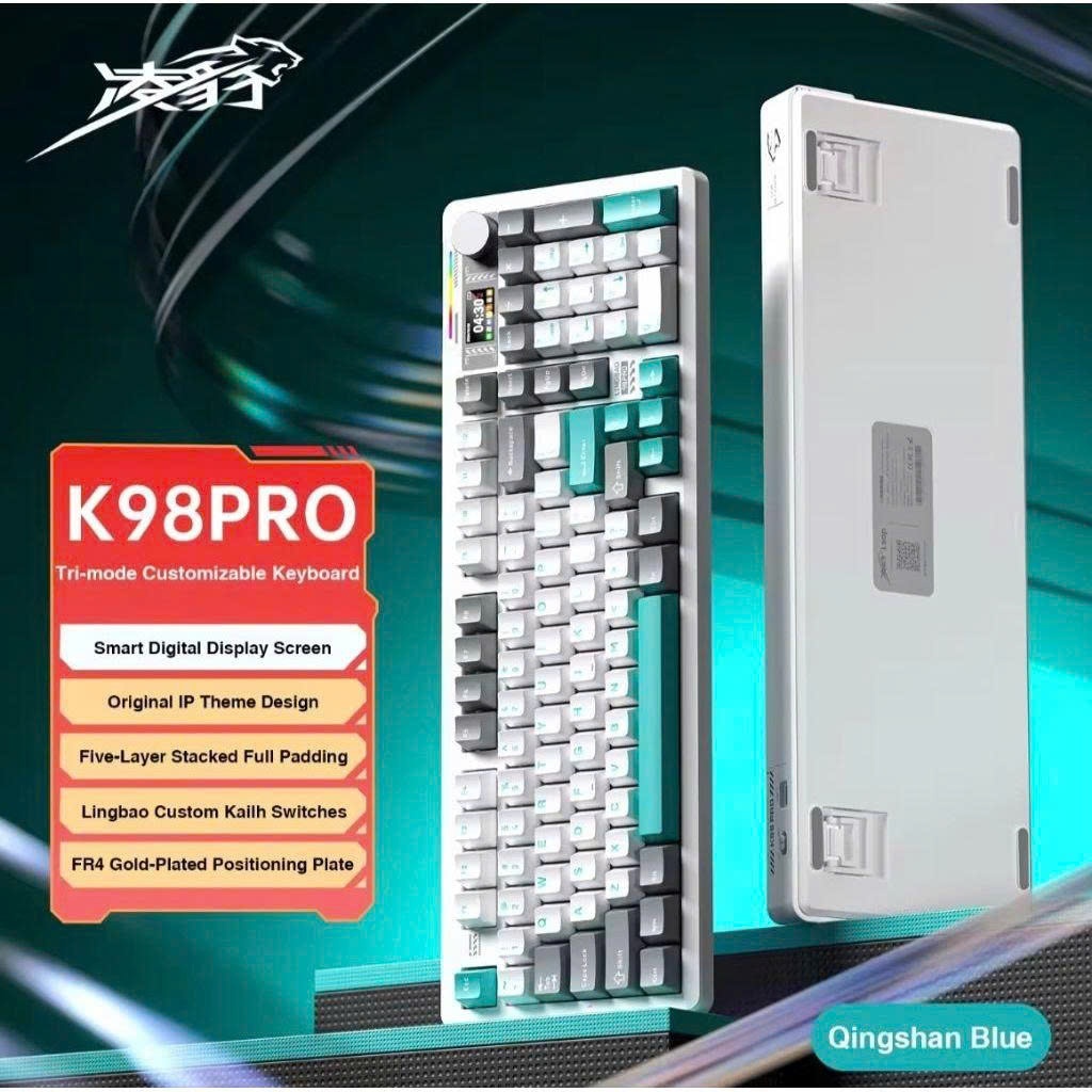 Bàn phím cơ không dây LINGBAO K98 - Mạch xuôi - LED RGB 3 chế độ kết nối pin 5000mAh- 10000mAh | BigBuy360 - bigbuy360.vn