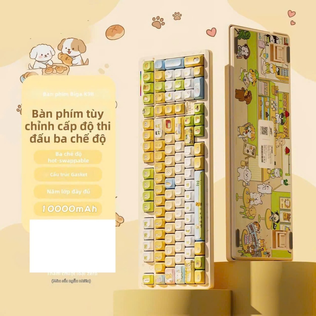 Bàn phím cơ không dây LINGBAO K98 - Mạch xuôi - LED RGB 3 chế độ kết nối pin 5000mAh- 10000mAh | BigBuy360 - bigbuy360.vn