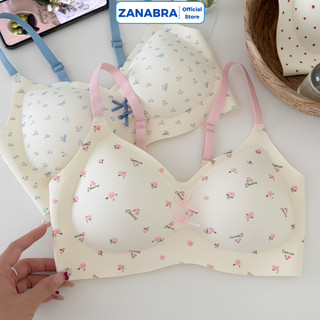 Áo lót nữ họa tiết xinh xắn không gọng chất su mềm mại, Áo ngực nữ mút 1.5cm cố định ôm ngực chống chảy xệ ZANABRA 967