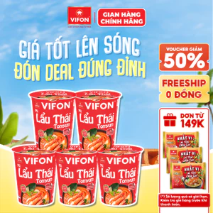 Set 5 Ly Mì Vị Lẩu Thái Tomyum/Lẩu Thái Tôm/Bò/Gà/Chay Sala/Lẩu Thái Chay VIFON 60g/Ly