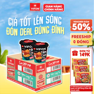 Thùng 24 ly mì Trộn Cua Xốt Me/ Tôm Cháy Tỏi VIFON 90gr/ Ly