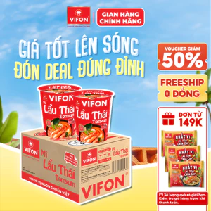 Thùng 24 Ly Mì VIFON 60g Đa Dạng Hương Vị (Lẩu Thái/Bò/Gà/Chay) Thơm Ngon Tiện Lợi