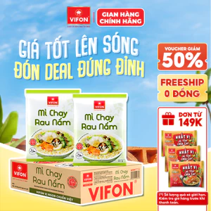Thùng 30 Gói Mì Chay Rau Nấm VIFON 65g Vị Ngon Thanh Nhẹ Không Phẩm Màu Tổng Hợp