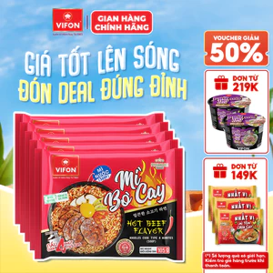 Set 5 Gói Mì Nấu Mì Cay Vị Bò/Bò Kim Chi/Trứng Muối/Hải Sản/Trộn Tương Đen 105gr