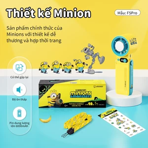 JAMAY F5PRO Sự hợp tác của Minions Quạt Turbo Jet 6000 mAh có thể sạc lại, cầm tay, di động, gió mạnh, Hệ thống làm lạnh