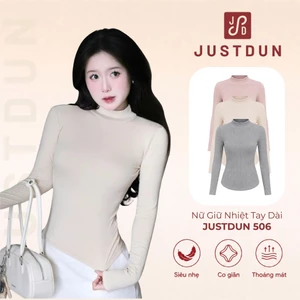 Áo Thun Nữ Ôm Body Tay Dài, Cổ Cao 5 Phân JUSTDUN 506 - Chất Cotton Mịn Cao Cấp,Co Giãn 4 Chiều