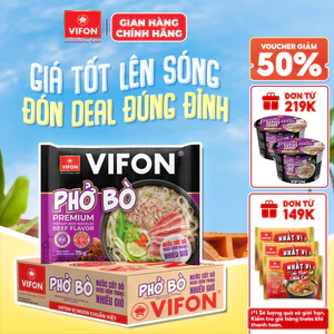 Thùng 24 Phở Bò VIFON Có Gói Nước Cốt Bò - Cung Cấp Dinh Dưỡng, 75g/Gói