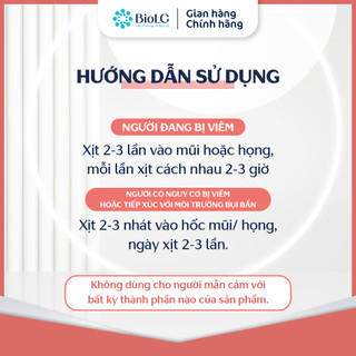 Xịt Vi Sinh Tai Mũi Họng BioLG Nasal 60 Tỷ Lợi Khuẩn Hỗ Trợ Giảm Nguy Cơ Sổ Mũi, Viêm Tai, Mũi, Họng