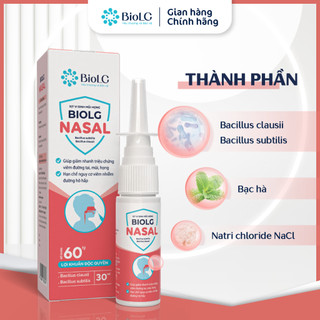 Xịt Vi Sinh Tai Mũi Họng BioLG Nasal 60 Tỷ Lợi Khuẩn Hỗ Trợ Giảm Nguy Cơ Sổ Mũi, Viêm Tai, Mũi, Họng